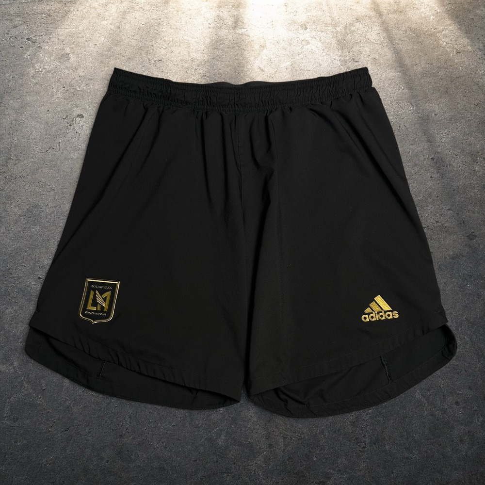 Adidas LAFC Los Angeles Football Club Soccer Training Shorts Black Gold Large
